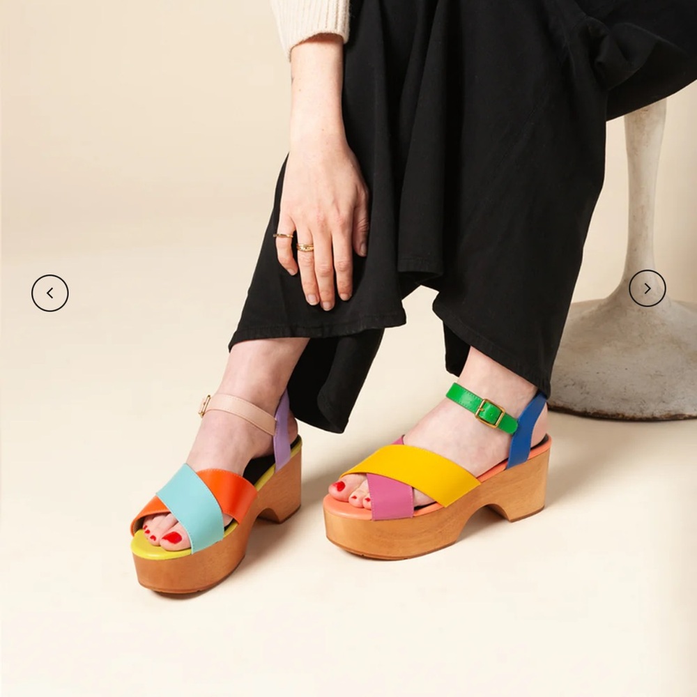 Charlotte Stone Dermot Clog Solimar Multicolor Platform Sandals Size 8